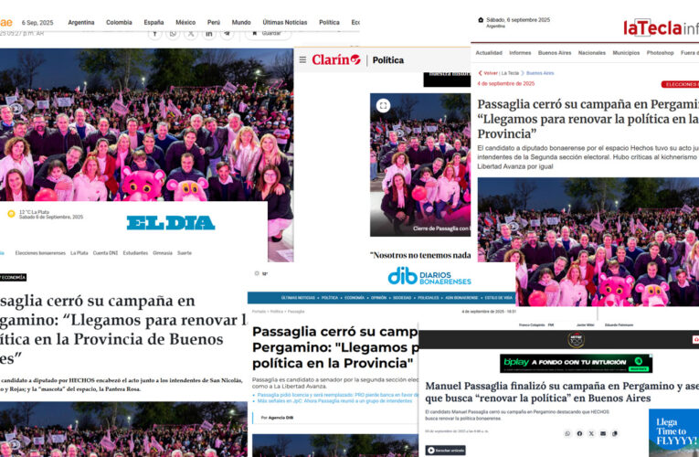 El cierre de campaña de Passaglia en Pergamino presente en todos los diarios