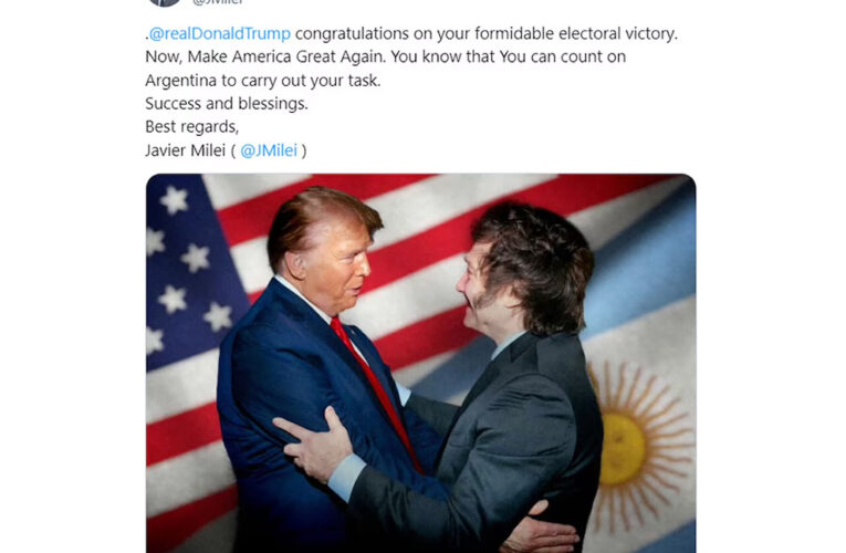 Milei felicitó a Trump y se puso a disposición